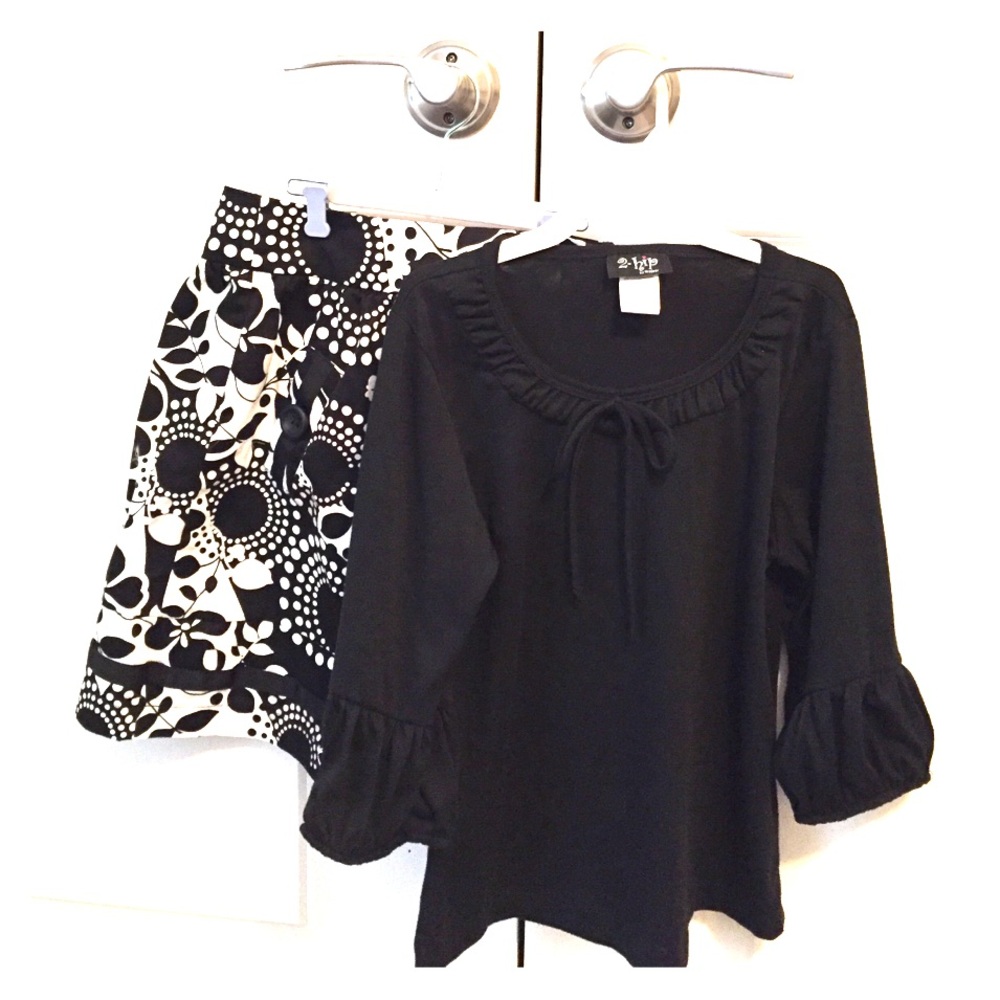 Black Kids Top with Ruffle Details